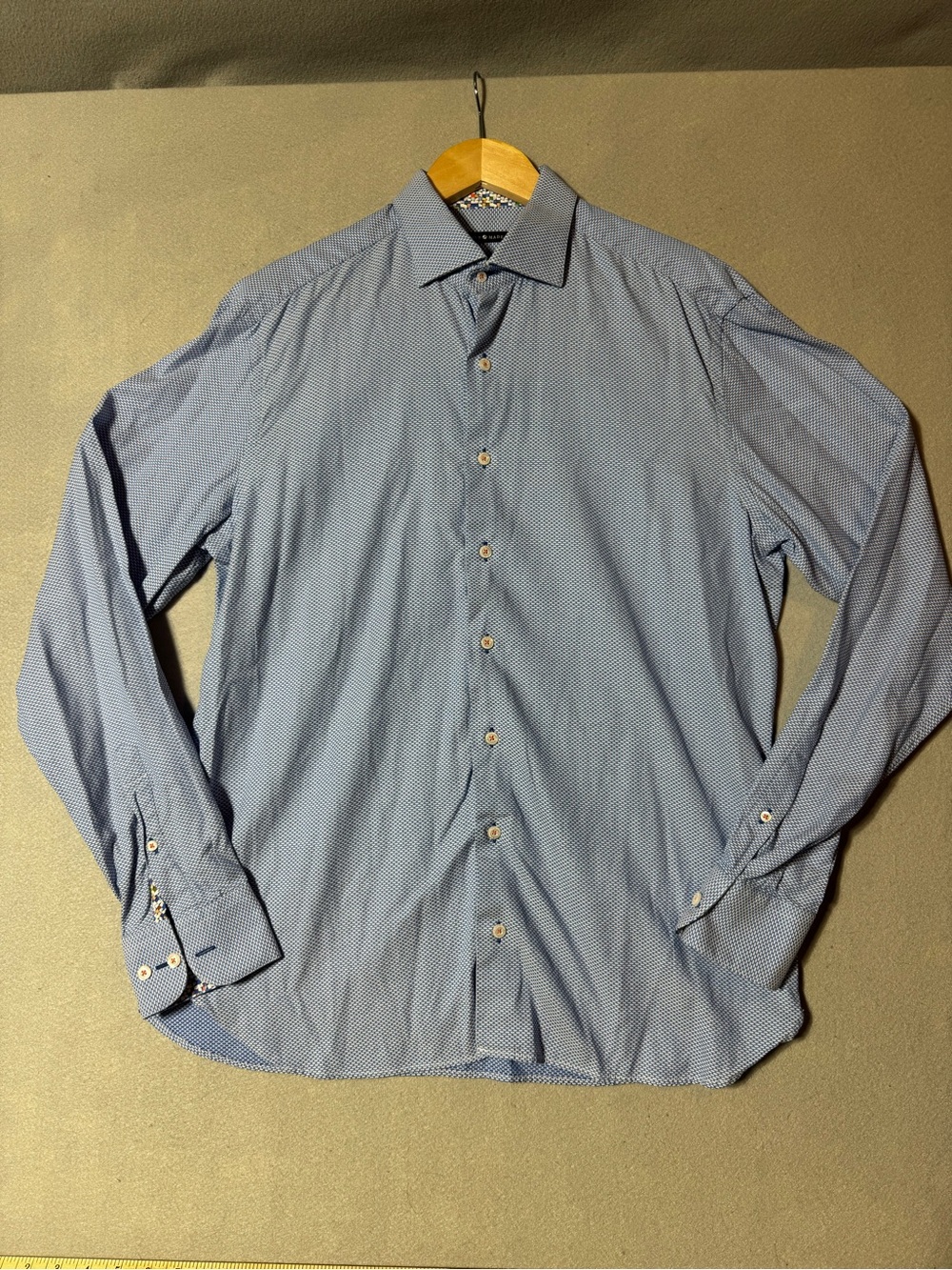 Men's Hammer Made Light Blue Micro-Pattern Dress Shirt